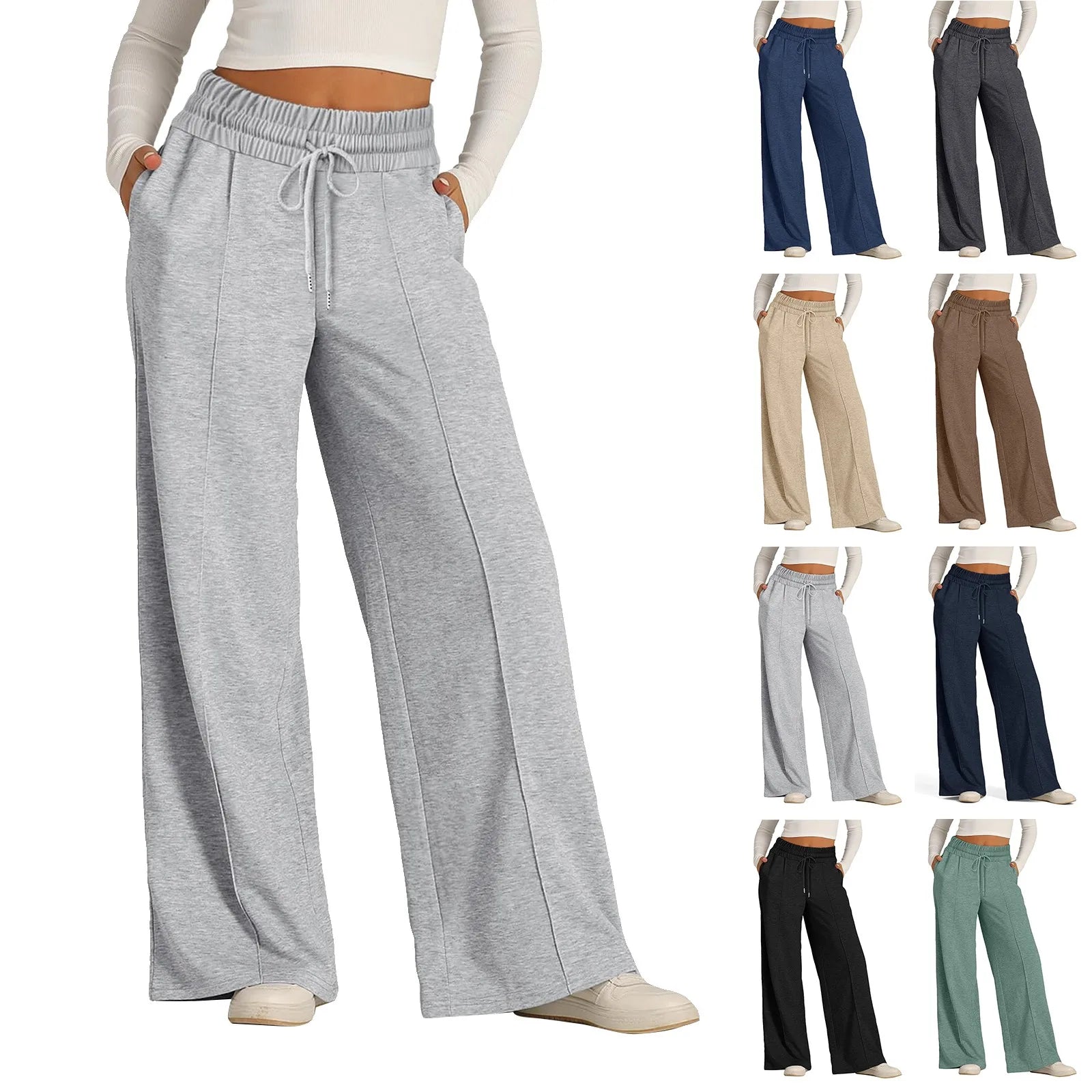 Pantalon de survêtement en polaire pour femmes, Streetwear, taille haute, ample, décontracté, droit, Sport, jambes larges, Baggy, jogging