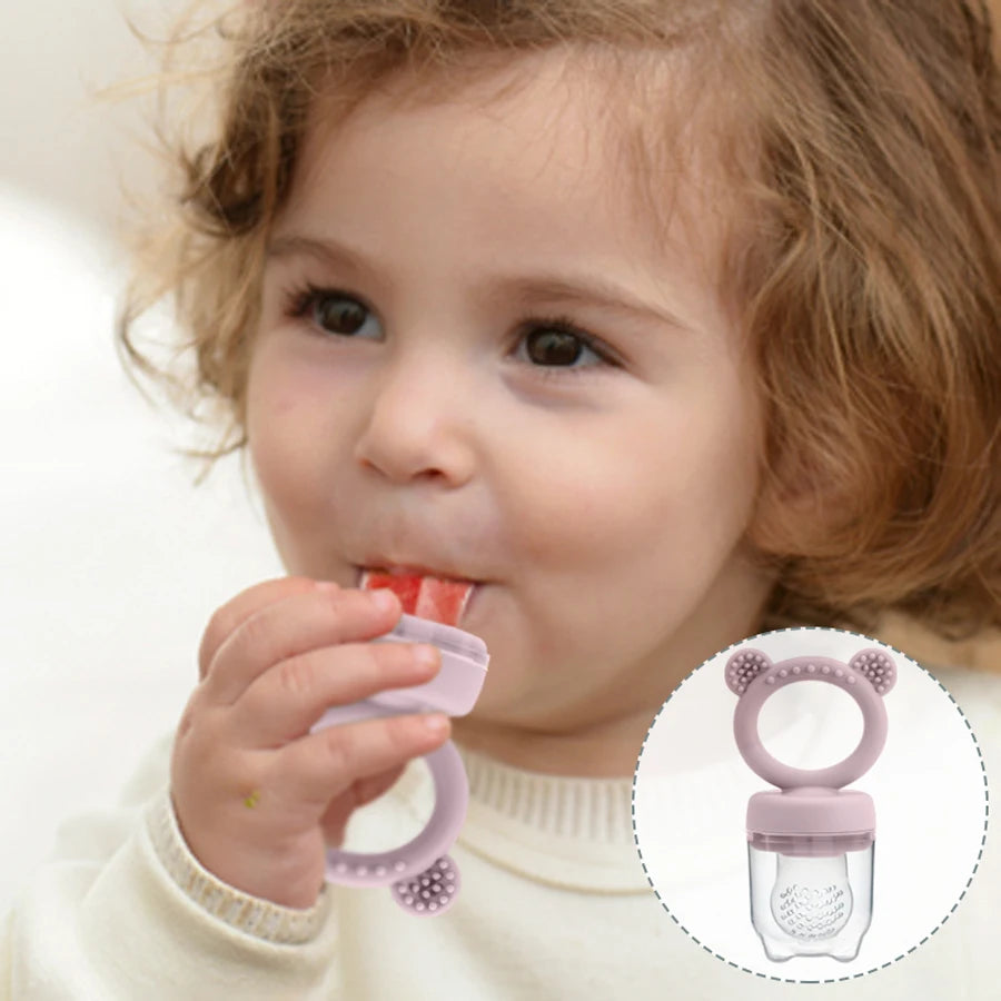 Sucette pour bébé mangeoire à fruits avec couvercle en Silicone, tétine pour nouveau-né, fruits frais, aliments, légumes, sucette d'alimentation, jouets de dentition pour bébé