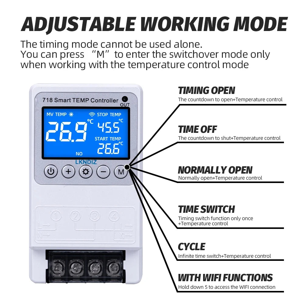 Contrôleur WIFI intelligent de température, Thermostat Constant, interrupteur de contrôle de synchronisation, contrôle du Cycle, Option de tête de capteur Multiple