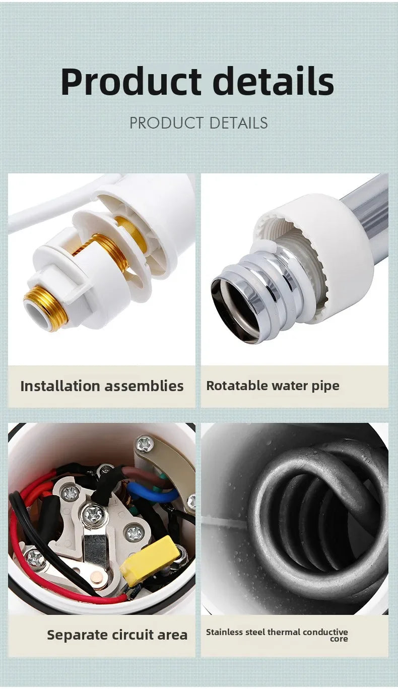 Chauffe-eau électrique 220V, robinet de cuisine, chauffage instantané sans réservoir, mélangeur chauffant coulant, affichage numérique
