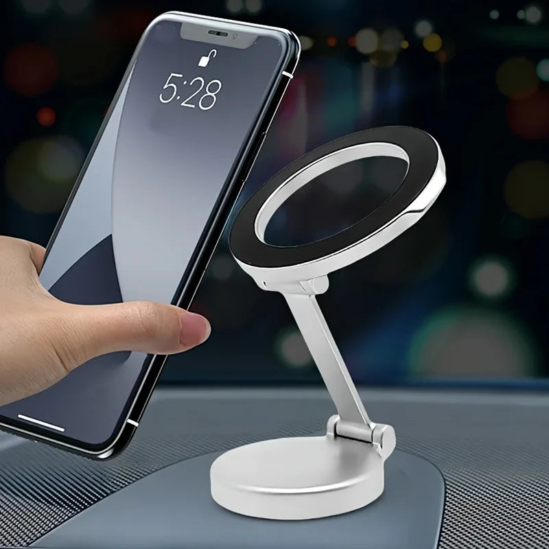 Support de téléphone magnétique pour voiture avec 360 °   Support de tableau de bord pliable rotatif compatible avec tous les smartphones jusqu'à 7 pouces