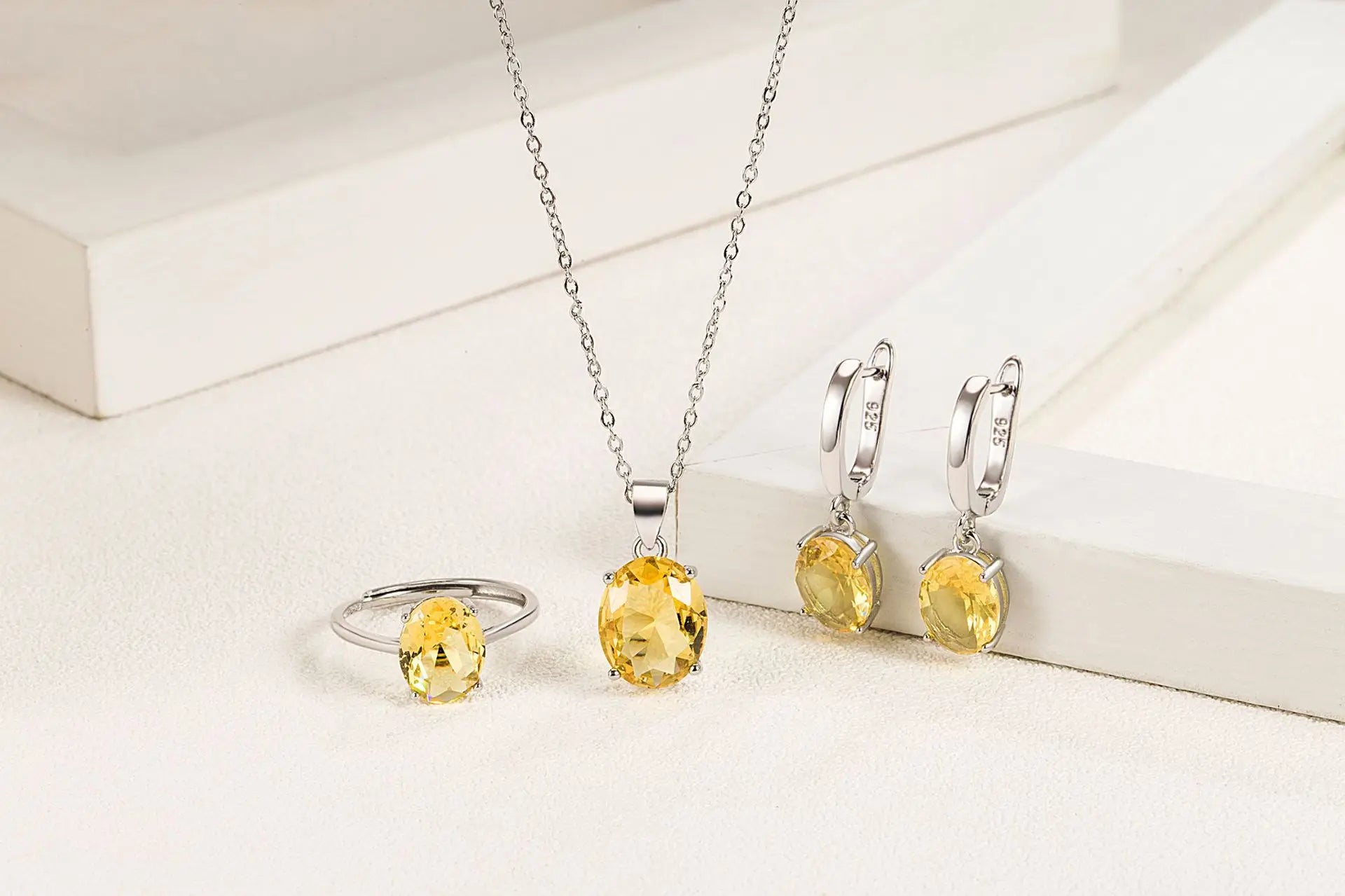 ElassorZkeys-Ensembles de bijoux en argent regardé 925 pour femmes, bague, collier, boucles d'oreilles, accessoires de luxe, offres