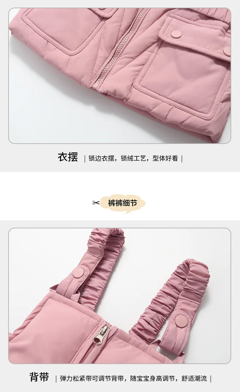 OLEKID 2025 hiver enfants fille doudoune enfant en bas âge fille combinaison 2 pièces ensemble de vêtements 1-5 ans enfants bébé filles vêtements d'extérieur vêtements de neige