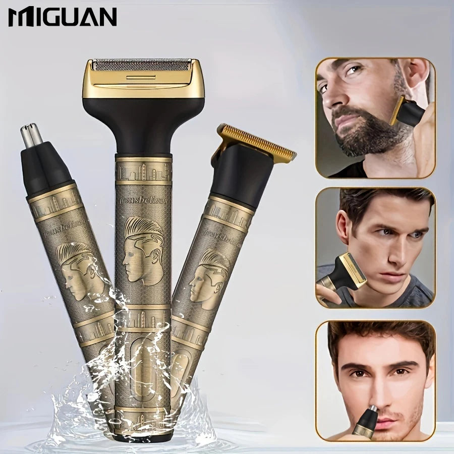 Professional 3-in-1 grooming kit for men: trim, shave, and style with a cordless electric razor