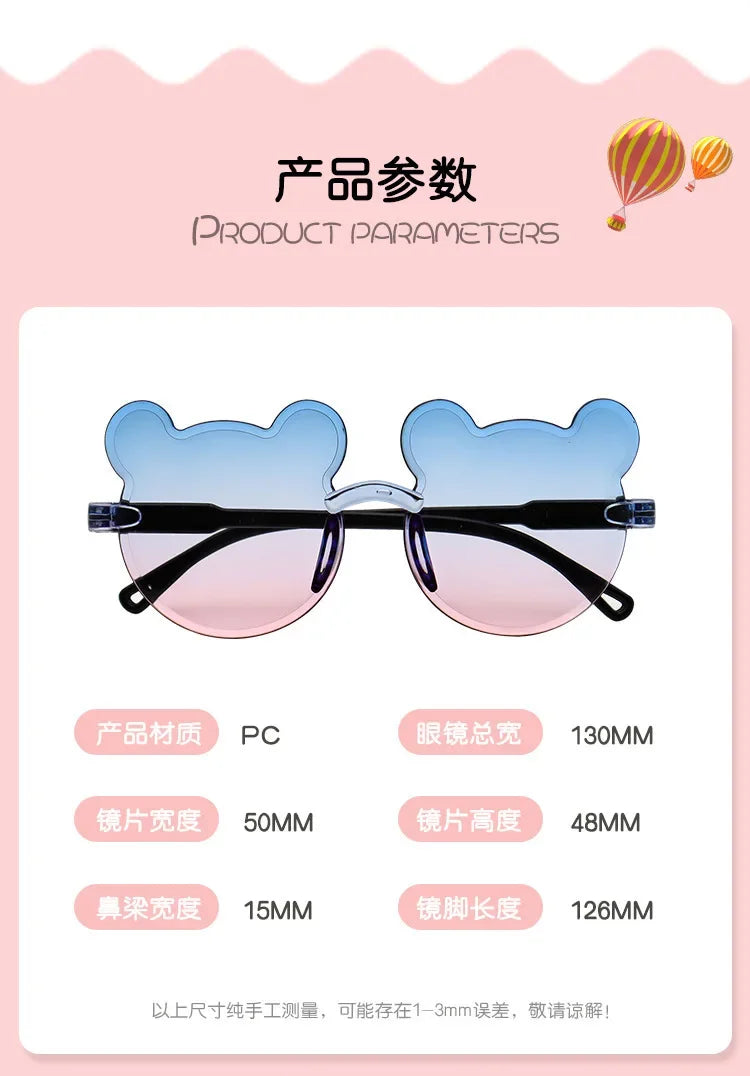 Lunettes de soleil pour enfants en forme d'ours lunettes pour enfants dessin animé sans monture UV400 lunettes pour enfants en plein air Anti-éblouissement filles garçons lunettes de soleil