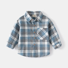 Chemises à manches longues en coton pour enfants, chemisier à carreaux, haut décontracté, vêtements pour bébé, col, garçons, 2-7 ans, nouveau, 2025