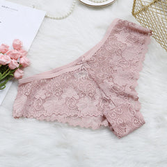 Culotte sexy en dentelle florale avec nœud papillon pour femme, sous-vêtement respirant transparent, string, lingerie, offre spéciale