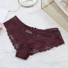 Culotte sexy en dentelle florale avec nœud papillon pour femme, sous-vêtement respirant transparent, string, lingerie, offre spéciale