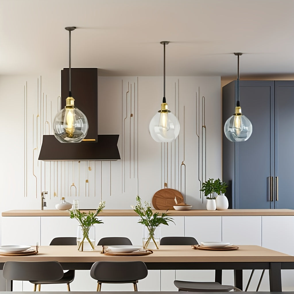 Modern Globe Pendant Light Fixture - Commercial Use, Transparent Kitchen Island and Dining Room, Hotel, Office Ceiling Light, Ceiling Light Fixture, Easy to Install Hardware (Bulbs Not Included) - Home Gift, Exquisite Gift