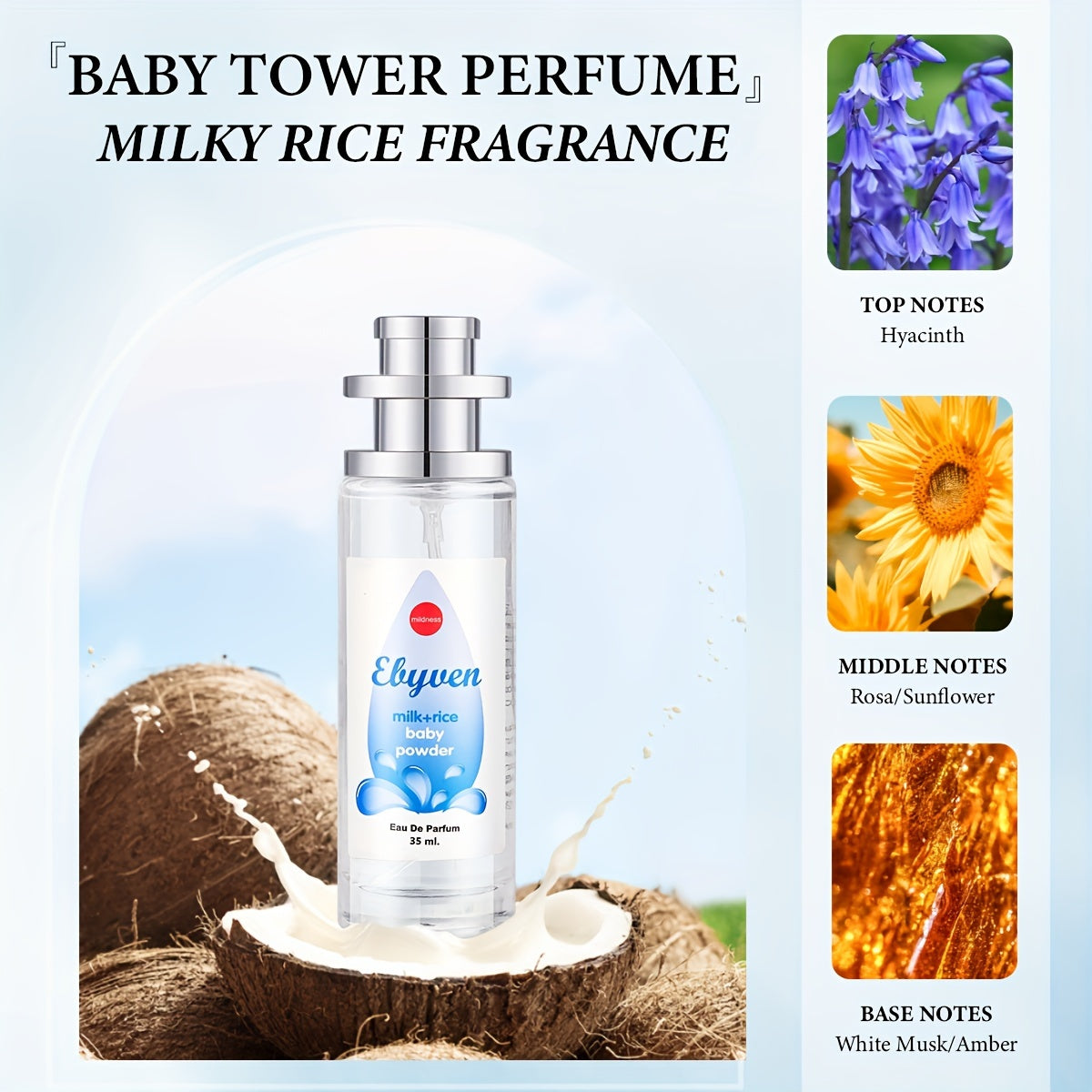 Elyuen Women's Perfume - Floral, Vanilla, Lavender, Cherry Blossom - Elegant Pink/Blue/Purple/White Bottles - Alcohol-Based Long-Lasting Fragrance (10-20% concentration) - BPA-Free - Everyday &amp; Special Occasion Women's Perfum