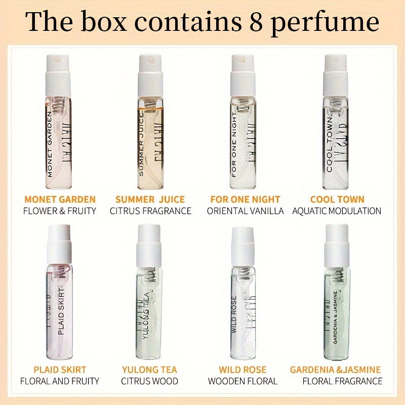 LASTAR 8pcs Perfume Gift Set - 0.1oz Each, Long-Lasting Fragrance for Men & Women, Classic Floral Notes, Perfect for Dates & Travel, Ideal Holiday Present