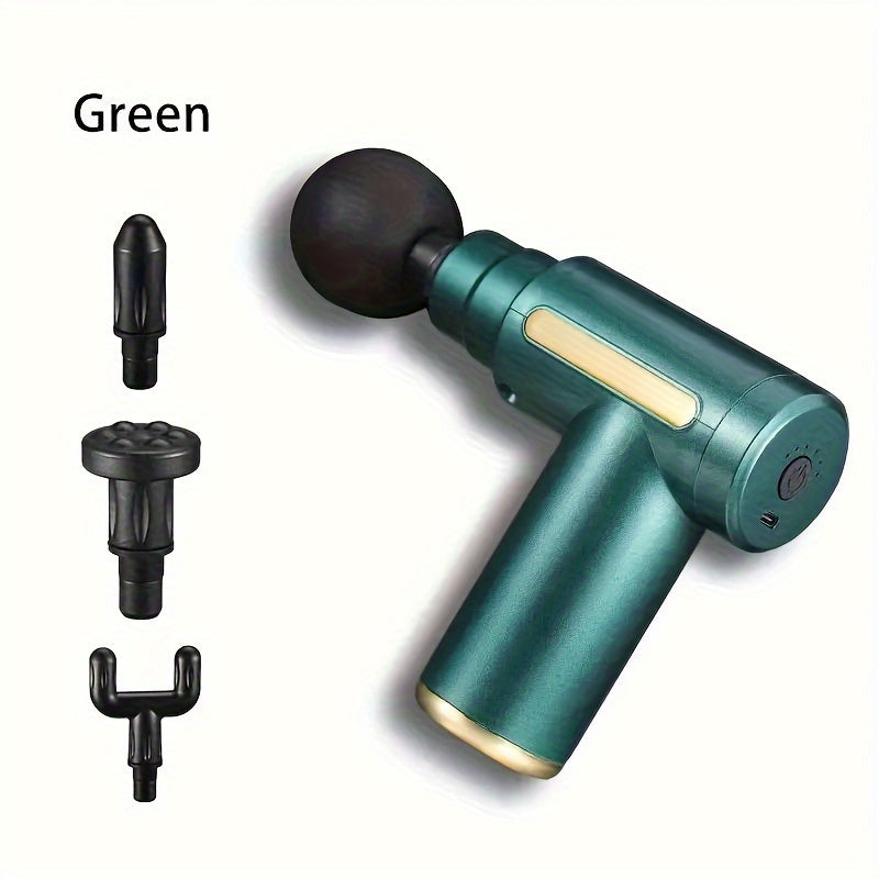 Home Convenient USB Rechargeable 7-speed Body Massager, Adjustable Multifunctional Body Fascia Gun, Fascia Electric Massager, Deep Tissue Impact Electric Muscle Massager, 4 Replaceable Massage Heads, Portable Handheld Ultra Q