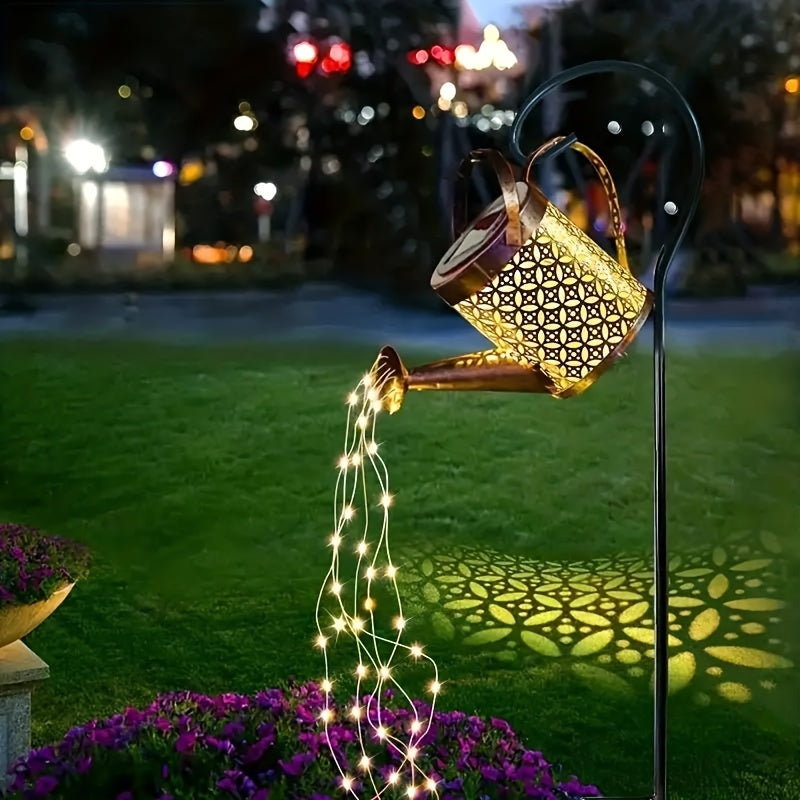 1/2 PCS LED Watering Can Solar Light Strings, Solar Lights Outdoor Christmas, Halloween Decorative Lamp, Solar Lantern Outdoor Hanging Hollowed-Out Design, Decorative Retro Metal Solar Light With Hook For Garden Table Patio Y
