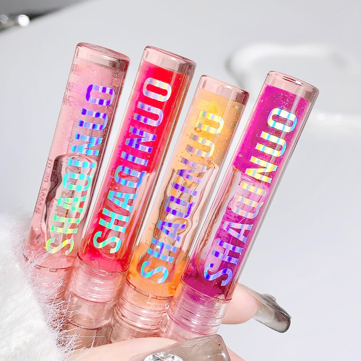 4pcs Plumping Lip Gloss Set - Hydrating & Nourishing Jelly Shine, Non-Sticky Glass Finish, Perfect Valentine's Gift for Her, Lip Gloss, Moisturizing, Shiny, Valentine's Day Gift