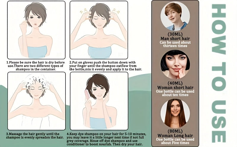 ITSRT Hair Dye Shampoo, 3 In 1 Hair Dye Shampoo +100% White Hair Coverage - White Hair Shampoo With Herbal Ingredients, Suitable For Women And Men, Lasting Coverage, Valentine'S Day, Gift For Mom, Gift For Girlfriend, Surpris