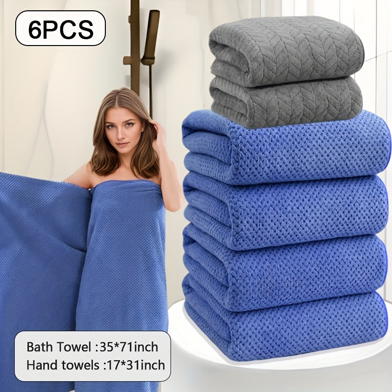 Oversized Striped Bath Towel 6pcs, Absorbent And Quick Drying Towel Bath Towel, High Quality Adult Bath Towel, Oversized to Wrap The Body, Suitable for Spa, Hotel, Home, Gift Giving, Spa Towel, Home Bath Towel, Contemporary D
