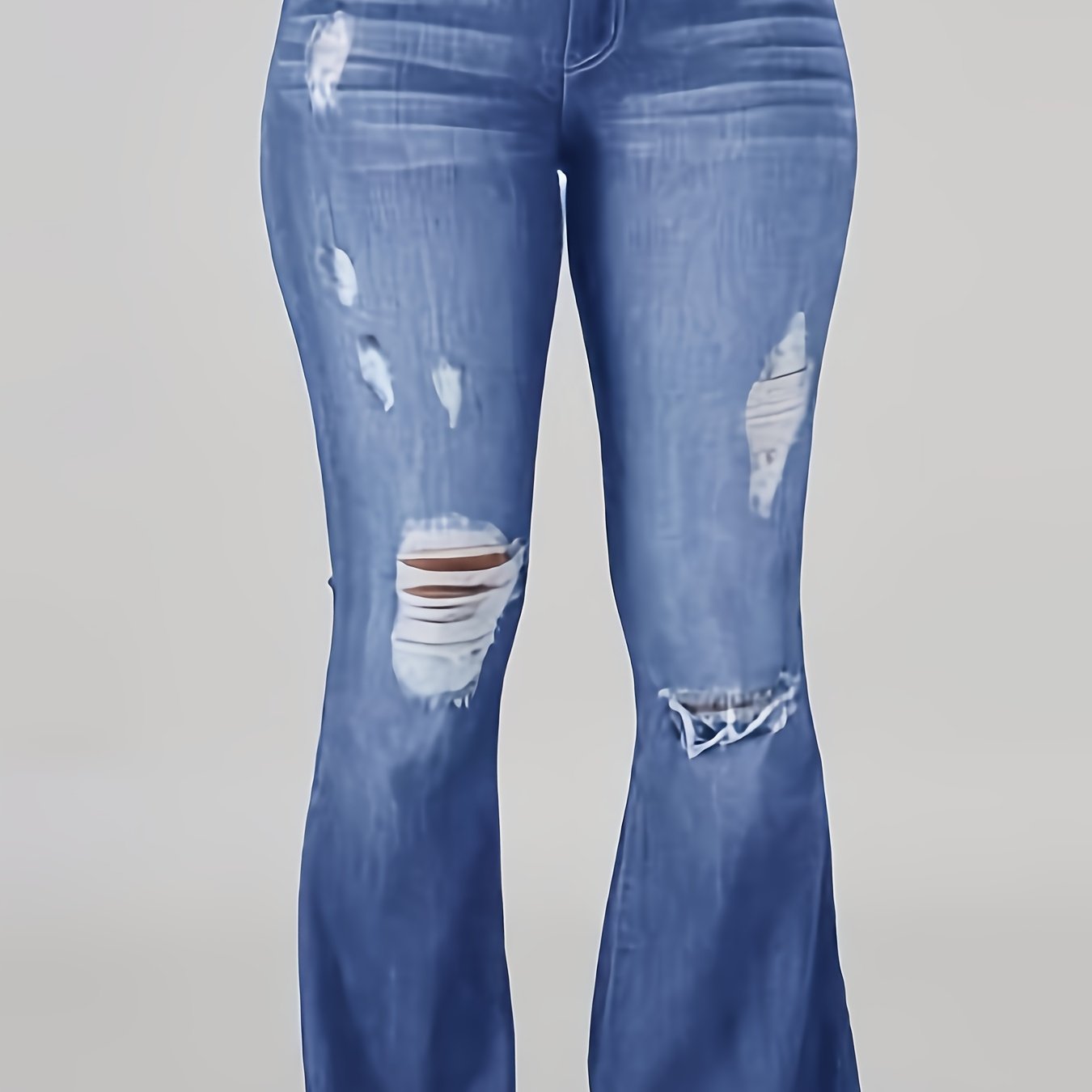 New Women's Elastic Waist Flare Hole Rough Side Large Size Jeans High Waisted Hip Lifting Comfortable Women's Pants