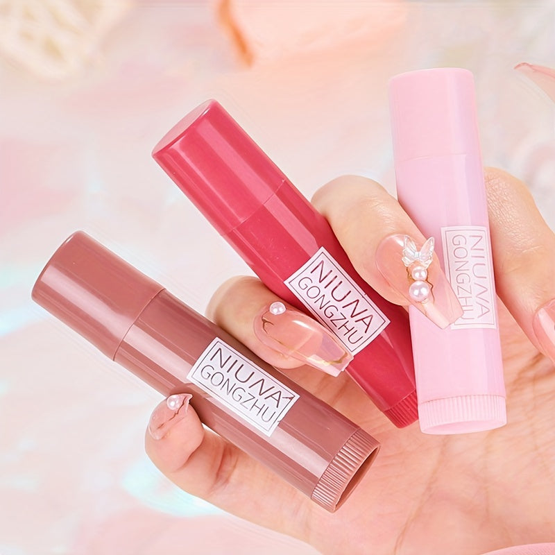 3 Colors Lipstick, Long-lasting Highly Colorful Rendering Waterproof Lip Gloss, Moisturizing And Hydrating Lip Balm, 1pc And 3pcs Ladies Makeup Set Contain Plant Squalane