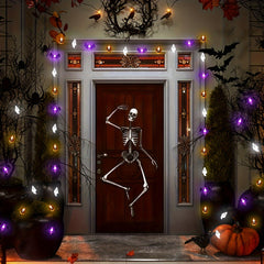 20/50 LED 3D Pumpkin Bat Ghost Waterproof String Lights - 9.8FT/16.4FT Battery Operated With Timer, 8 Lighting Modes, Cute Fairy Light For Window Indoor Outdoor Decor Halloween Party Decorations