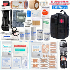 358pcs Marine Survival First Aid & Emergency Medical Kit with Trauma Shears & Rescue Whistle - Heavy-Duty Anti-Rust Case, 358pcs All-in-One Outdoor Medical Supply with CPR Mask, Splinting Kit, Bleeding Control, Splinting & Tr