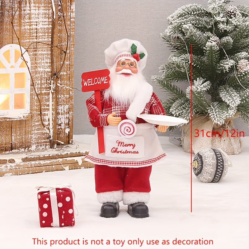 Chef Santa Claus Christmas Decoration - Festive Holiday Ornament, No Power Needed, Feather-Free, Perfect For Home & Party Decor
