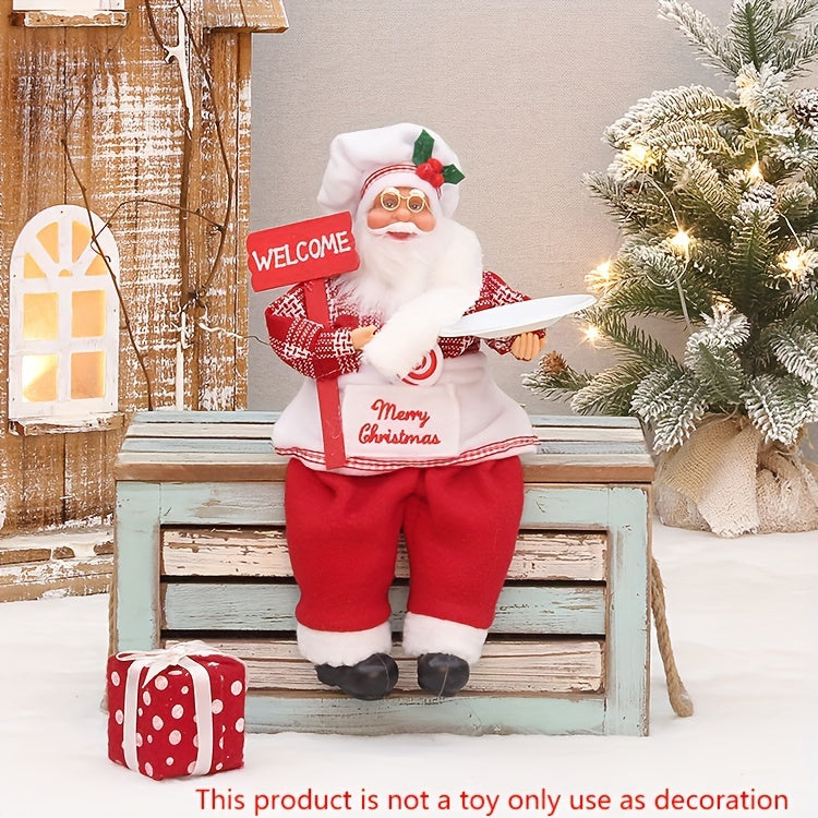 Chef Santa Claus Christmas Decoration - Festive Holiday Ornament, No Power Needed, Feather-Free, Perfect For Home & Party Decor