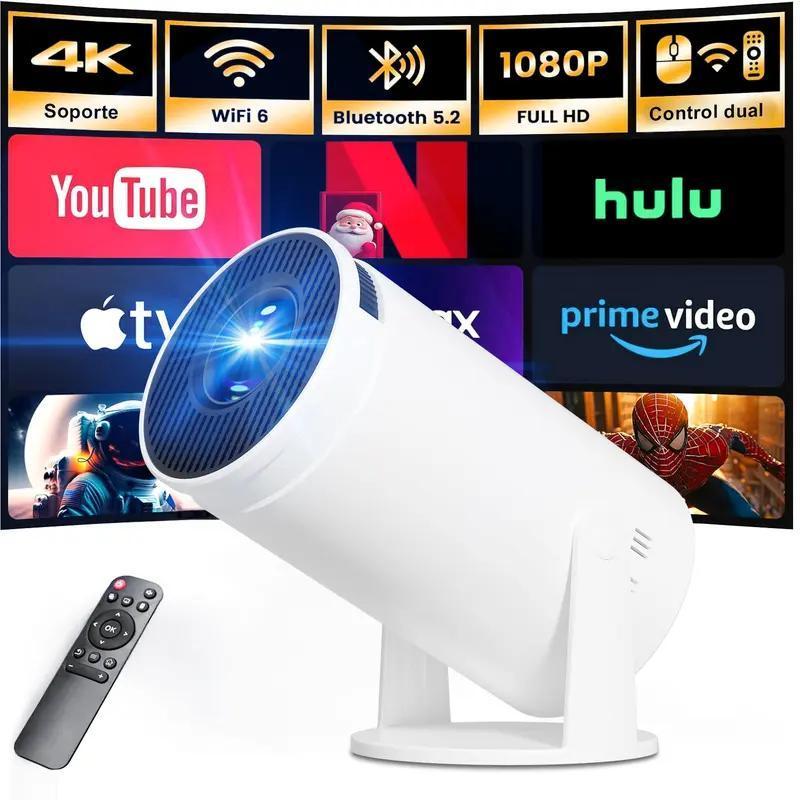 Projector WiFi 6 And Bluetooth, 4K 1080P Support Portable Rotatable 150 Inch Screen Movie Projector Auto Keystone Compatible For Laptop Room Gift Ideas Room Finds TV Home Projector Home Cinema Portabl