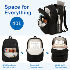 Laptop Backpack 17 inch for Women Men Large College Bookbags Waterpoof Work Business Travel Backpacks Kids School Bag for Girls Boys Students Teens Elementary Schoolbag Casual Daypack Sport -Black