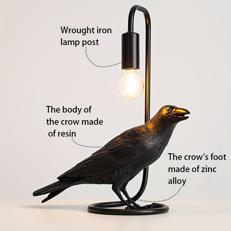 [Decorative Crow Lamp] Decorative Crow Table Lamp | Home Decor & Furnishing Desk Lamp, Ornament Display Lamp, Study Room Atmosphere Lamp, Background Light for Bar, Dining Room, Living Room, Bedside Night Light for Bedroom, De