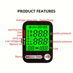 CHANG KUN Rechargeable Automatic Upper Arm Sphygmomanometer, Blood Pressure Monitor with Heart Rate, Three-color Backlit Display And Voice, with Large 8.7"-15.7" Adjustable Cuff, Health Tracking, Voice Alert, Adjustable Fit,