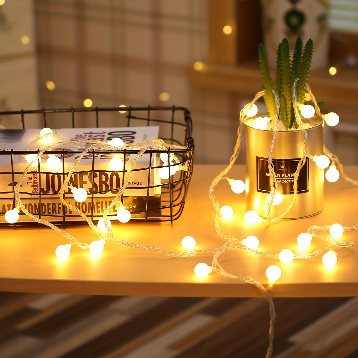 1pc Globe String Light, 10/20/30/40/80 Led Fairy Light, Usb Power, Camping Outdoor Universal Lamp, For Indoor And Outdoor Party Wedding Garden Tree Bedroom Ramadan Valentine's Day Decoration