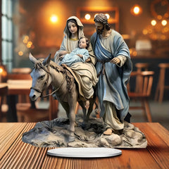 2D Flat, 1pc Bohemian Acrylic Nativity Scene Sun Catcher - 8.66"x7.8" Tabletop Christmas Decoration, Multipurpose Bright Holiday Ornament for Home and Office, Best for Christmas