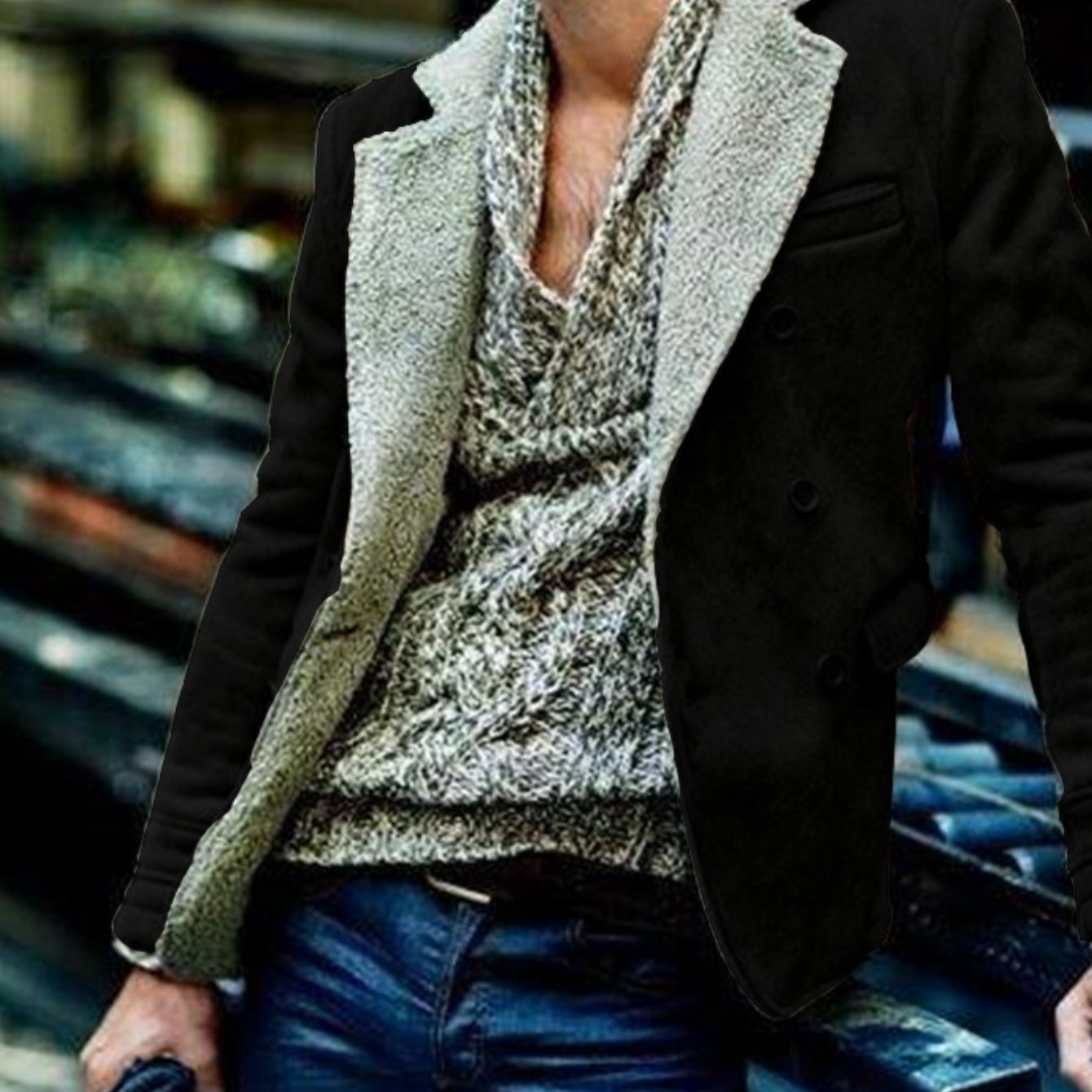Men'S Luxury Fur-Trimmed Jacket - All-Season Warm Coat with Lining, Classic Collar & Button Closure, Mature Style Winter Outerwear for Formal & Casual Occasions, Durable & Easy-Care (Regular Fit) - European-Inspired Men'S Out