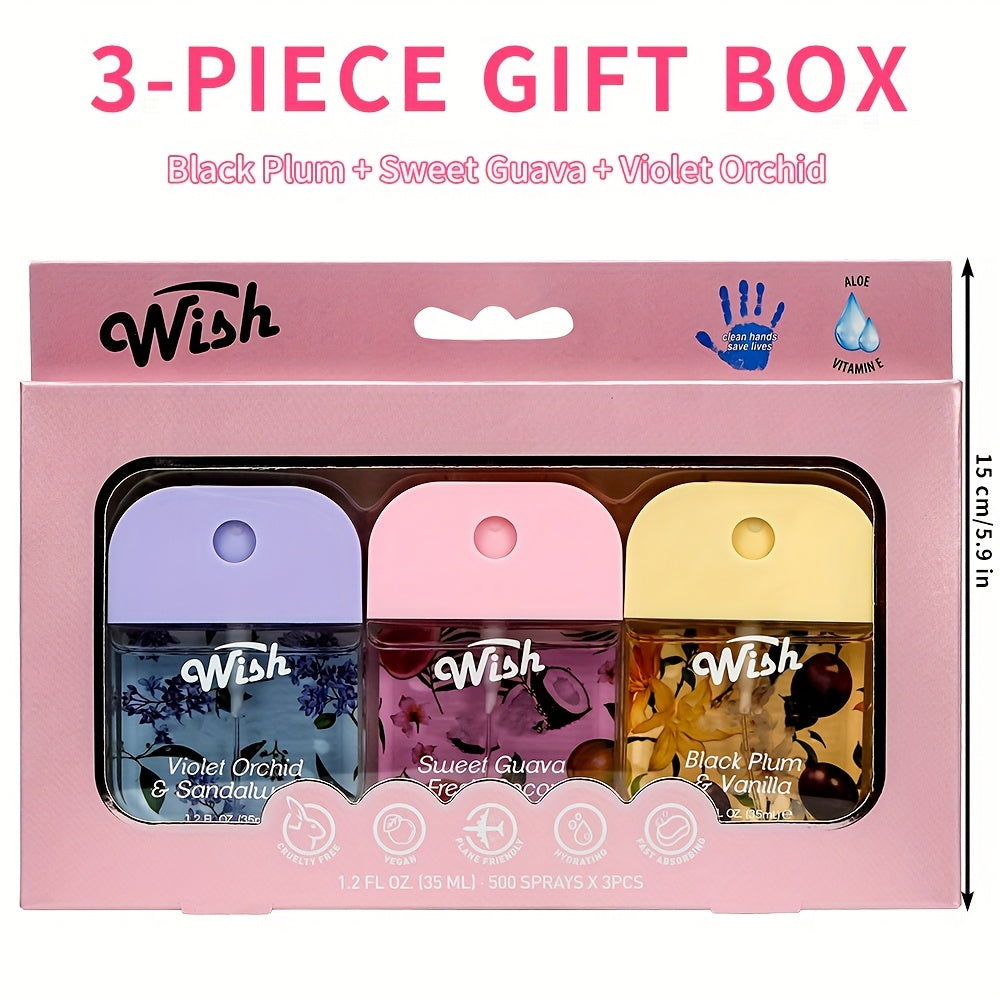 [Colorful Hand Fragrance Spray] WISH 3pcs Set Colorful Hand Fragrance Spray | Ravel Must Haves Hand Perfume Spray, Hydrating Power Mist With Fresh Fruity And Flowers Scent, 6 Scents - Portable For Moisturizing Hand Cleaning S