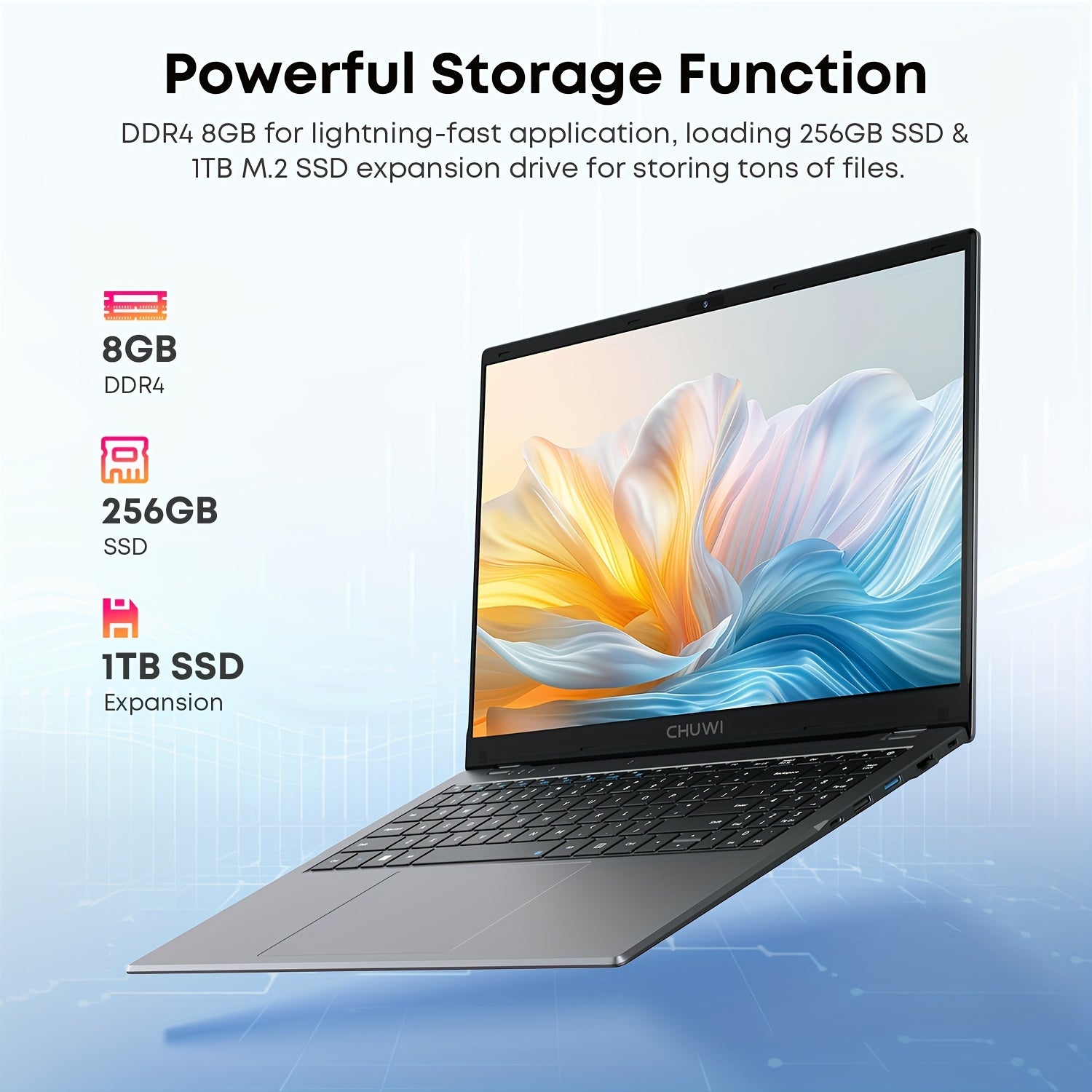 CHUWI HeroBook Plus Windows 11 Laptop, 15.6" 1920*1080 FHD IPS Display, 8GB DDR4 256GB SSD 1TB SSD Expand, Intel N4020, HD Interface, RJ45, 2.4G/5G WiFi, Webcam, USB-A, Type-C, Headphone Jack, NoteBook Computer