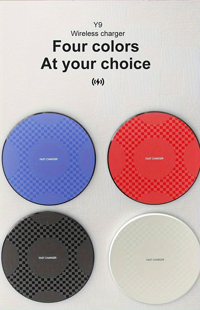 1pc Y9 10W Fast Wireless Charger, USB-Powered with Charging Indicator, Universal Compatibility for Phone 15/14/13/12/11 Pro Max/XR/XSMAX/X/8Plus, ABS Plastic, Portable &amp; Desktop-Friendly