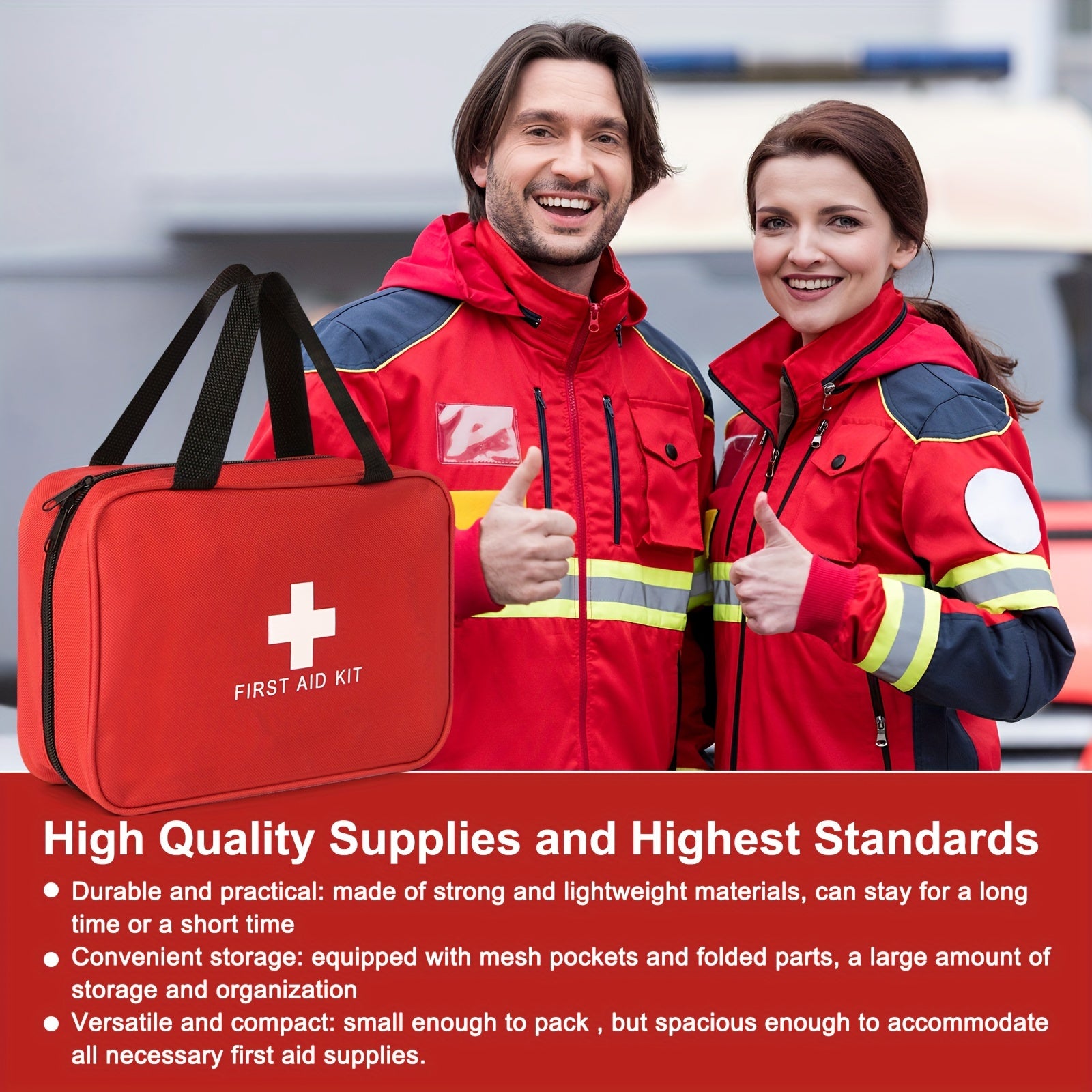 Portable First Aid Kit: Comprehensive and Compact for Home, Car, Camping, and Hiking - Includes Scissors, Tweezers, and More