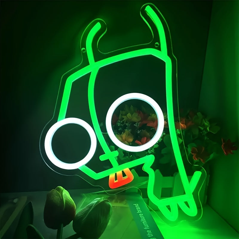 1pc Big-Eyed Monster Neon Sign - Green &amp; Red LED Wall Light with Cartoonish Design, USB-Powered Decorative Lamp for Bedroom, Living Room, Game Fans, Theme Parties, and Unique Birthday Gifts