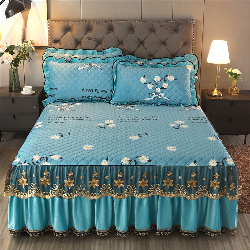 Single Piece Short Plush Bed Cover