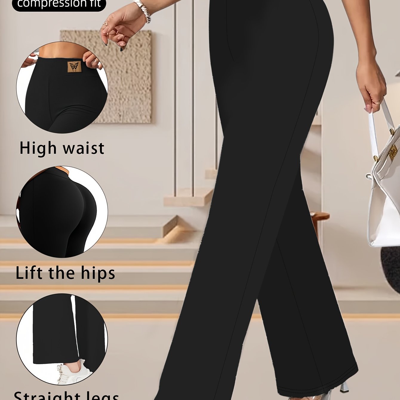 [Stylish High-Waist Pants] Lightweight High-Waist Women's Pants | Four-Season Solid Color Wide-Belt Straight-Leg Trousers, Stylish Casual Loose-Fit Outerwear Long Pants