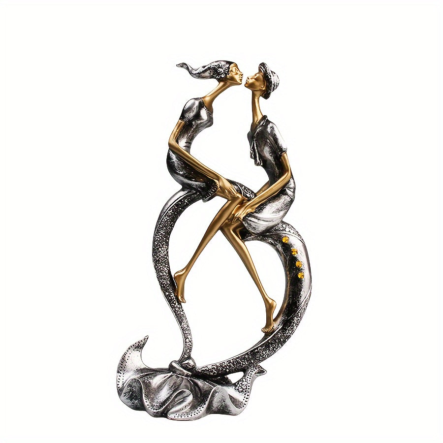 1pc, Elegant Romantic Couple Sculpture, Resin Craft, Creative Living Room TV Cabinet Bedroom Decor, Modern Home Decor