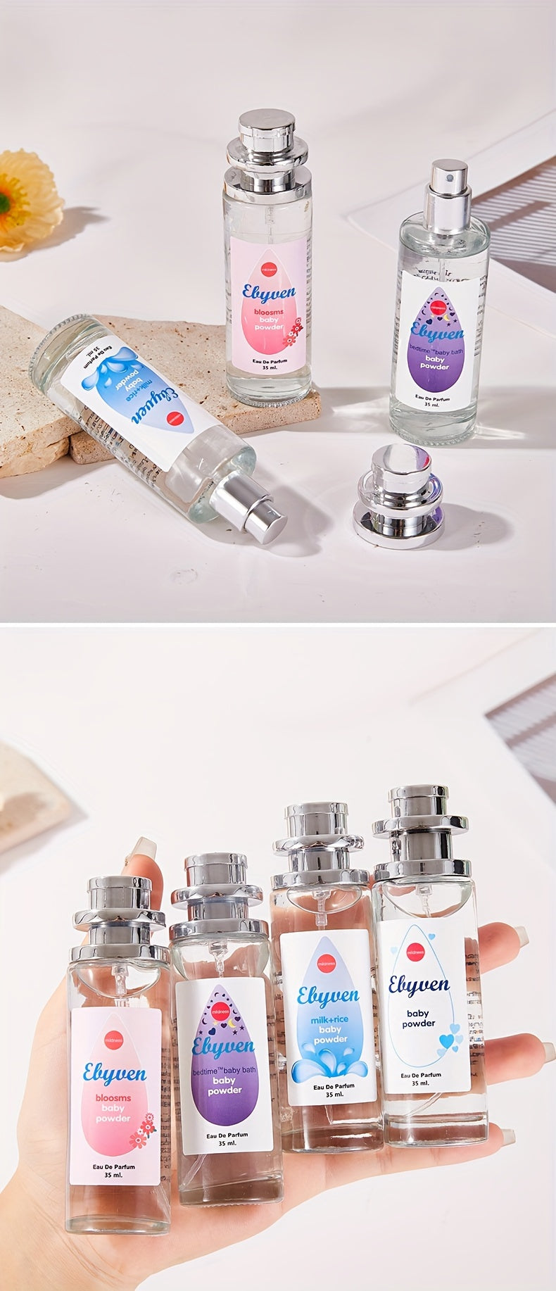 Elyuen Women's Perfume - Floral, Vanilla, Lavender, Cherry Blossom - Elegant Pink/Blue/Purple/White Bottles - Alcohol-Based Long-Lasting Fragrance (10-20% concentration) - BPA-Free - Everyday &amp; Special Occasion Women's Perfum