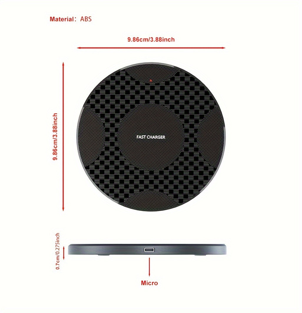 1pc Y9 10W Fast Wireless Charger, USB-Powered with Charging Indicator, Universal Compatibility for Phone 15/14/13/12/11 Pro Max/XR/XSMAX/X/8Plus, ABS Plastic, Portable &amp; Desktop-Friendly