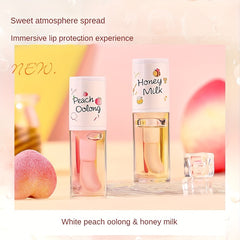 Honey Milk & Peach Oolong Flavored Lip Oil Lip Gloss, Moisturizing And Nourishing Lip Care, Non-Sticky, Shiny Finish - Ideal For Daily Lip Care