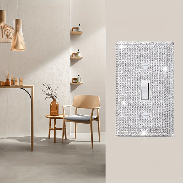 1pc Flashing Silvery Rhinestone Light Switch Cover Shiny Crystal Sparkling Wall Plate Decorative Lamp Switch or Outlet Socket Wall Plate Cover Toggle Switch Plate Cover