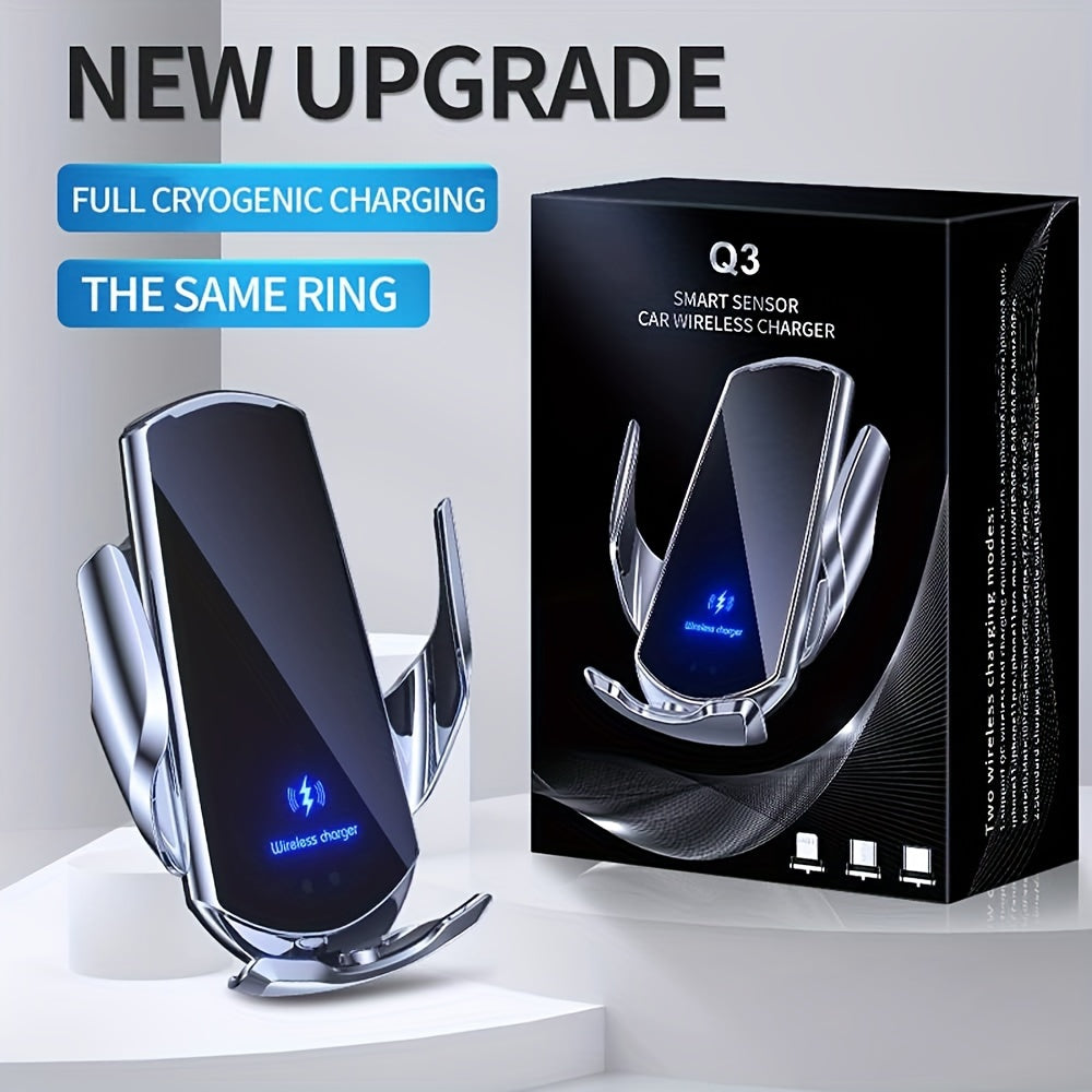 15W Fast Charging Q3 Smart Sensor Wireless Car Phone Charger - Auto-Clamping Air Vent Phone Holder