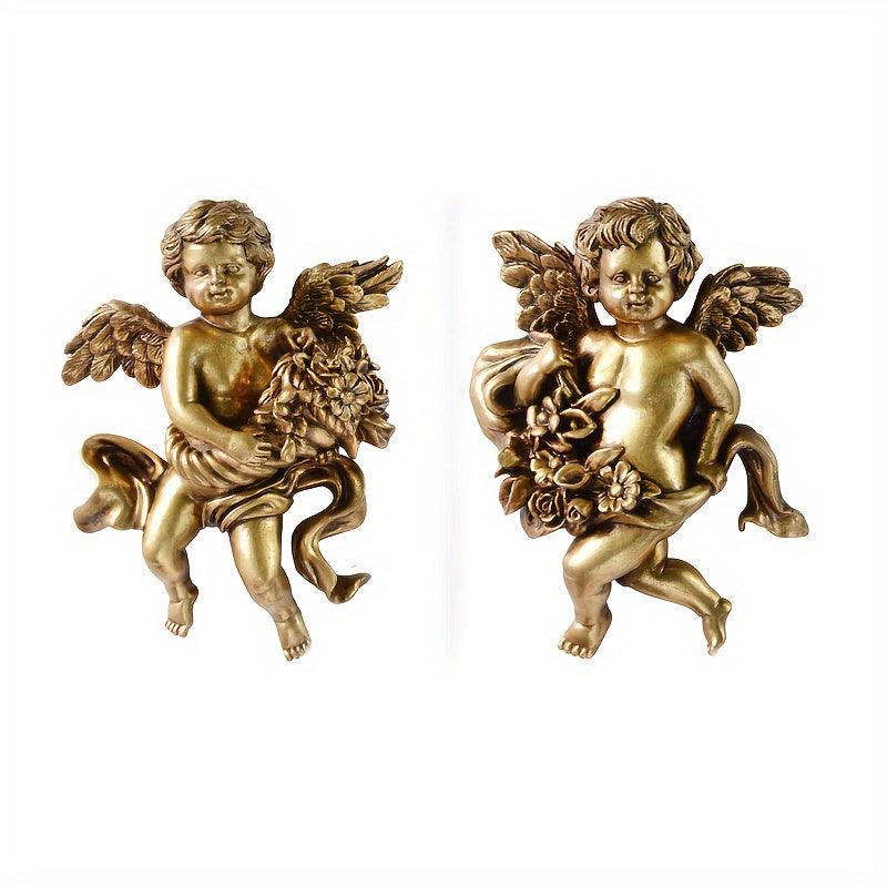 3D Resin Cherub Statue - European Style Home Decor, Wall Hanging for Living Room, Christmas Holiday Ornament - No Power Required - 3D Wall Art Decor - Perfect Gift for Home Decor Enthusiasts & Christmas Lovers