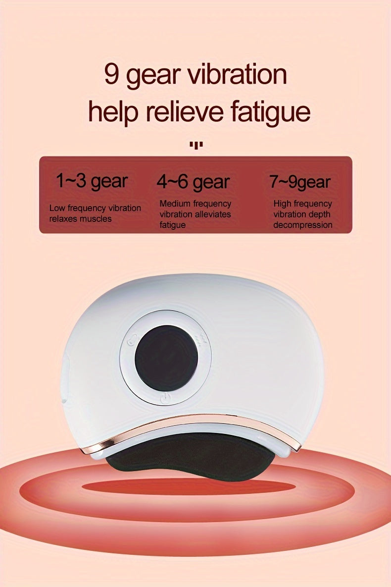 Rechargeable Stone Scraping Face & Body Massager - Firming, Lifting Skin Tool with Bi-Stone, Vibration, Heating & Red Light Relax, USB Charging, White & Pink Design