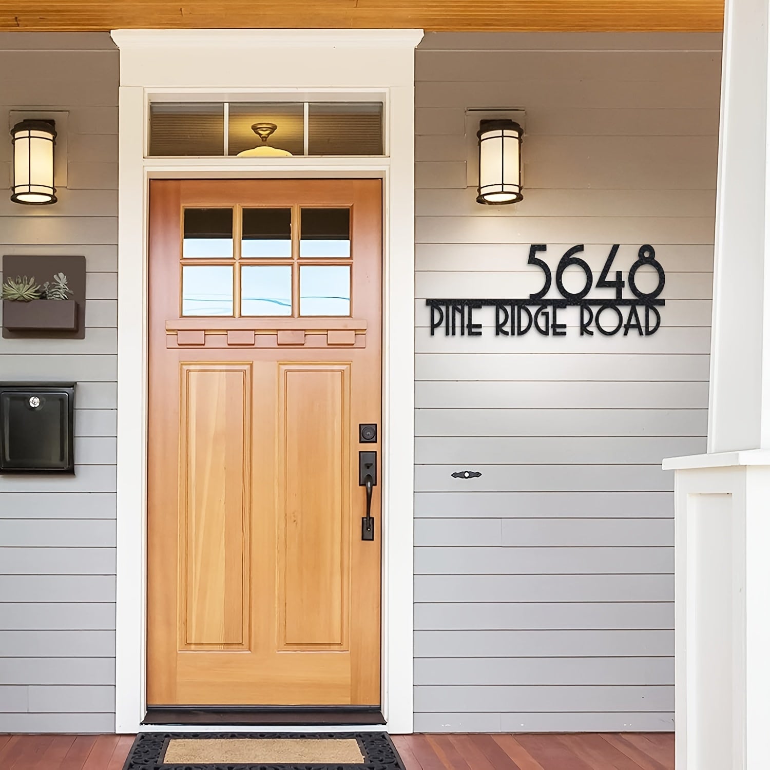 Customized Metal House Number Sign, Pine Ridge Road, Modern Outdoor Address Plaque, Wall Art Decor, Unique Handmade, New Home Gift, Decosis Brand, No Battery Needed, Wall-Mounted