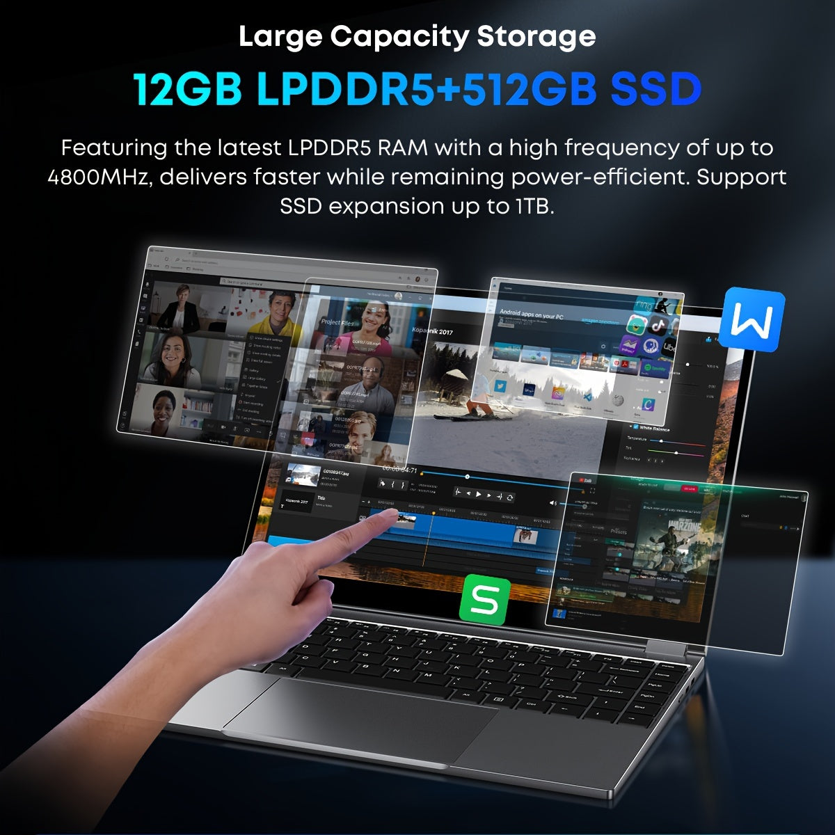 CHUWI FreeBook 2-in-1 Touch Screen Windows 11 Laptop, 13.5'' 2256*1504 IPS Display, 512GB PCIe SSD 12GB RAM, 12th Gen Intel N100, WiFi6, BT5.2, Backlit Keyboard, 1TB SSD Expand, Type-C, PD 2.0, Webcam, 360 Rotating, NoteBook